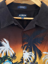 Vintage 90s sunset beach scene polyester Hawaiian shirt size XXL by Koman